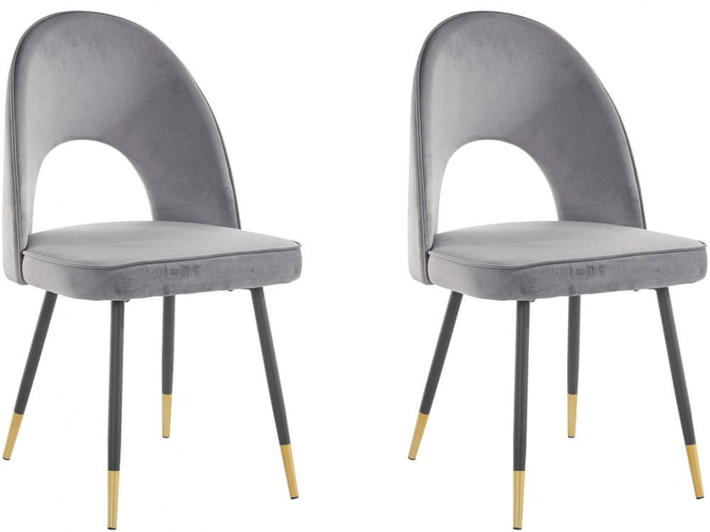 Danish Style Jedálenská stolička Roy (SADA 2 ks), zamat, šedá
